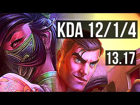AKALI vs JAYCE (MID) | 12/1/4, 6 solo kills, 500+ games, Dominating | NA Grandmaster | 13.17