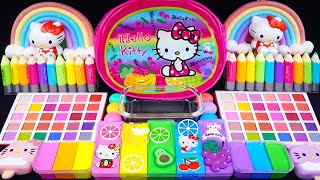 Kitty Rainbow Slime Mixing Random Cute, shiny things into slime #ASMR #Satisfying #slimevideos #슬라임