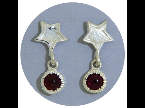 Cercei Stud Argint 925 Granat Rodolit Natural - Delicate Star
