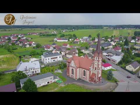 Gościniec Jaguś - Staniszcze Wielkie z lotu ptaka, Kościół