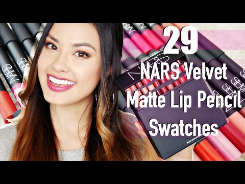 Swatching 29 NARS Velvet Matte Lip Pencil On My Lips! Demo & Review | The Beauty Breakdown Video