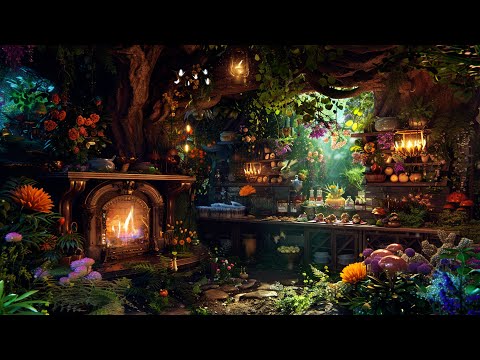 Explore the Witchy Ancient Forest ❖ Enjoy and Relax w/ Enchanted Music & ASMR Fireplace 🌿