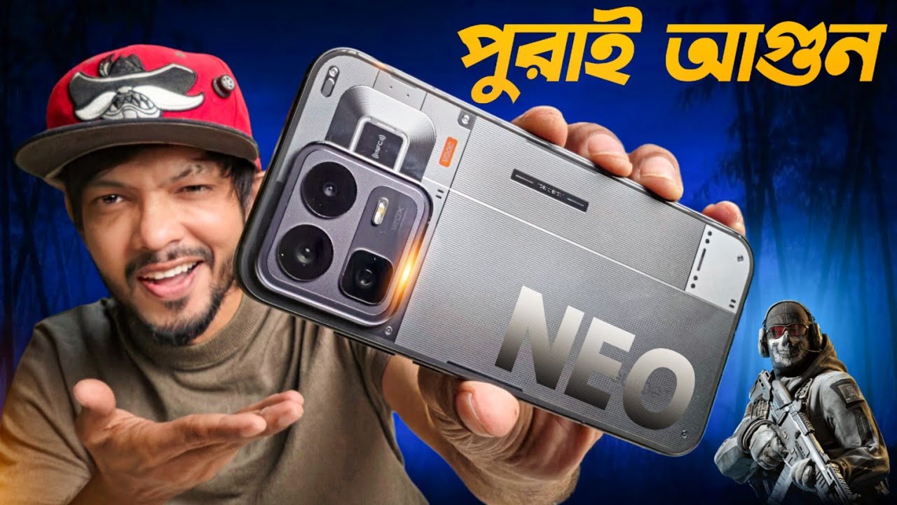 Realme Neo 8 front and back design with triple camera module and RGB notification light