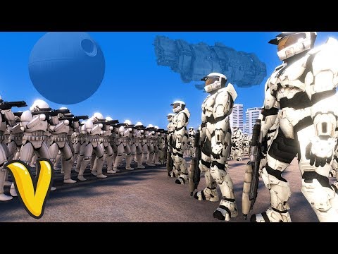 STAR WARS EMPIRE VS HALO UNSC! Ultimate Epic Battle Simulator Funny Moments!