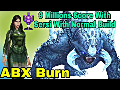 9 Millions Score With Sersi in ABX Burn With Nornal Build And No Odin Blessing - Marvel Future Fight