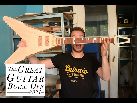 Building A Semi-hollow Flying V For The Great Guitar Build Off 2021 Part 3: Fretting,Carving,Gluing