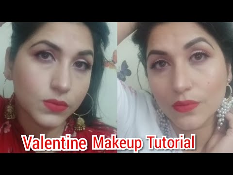 Valentine makeup tutorial | pink eye makeup | bold red lips 💋| #saminaahmedbeutyfulwithme🥰