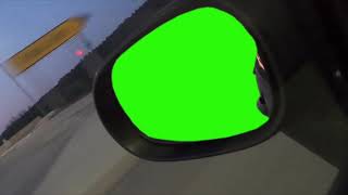 Free Green screen car side mirror moving on street