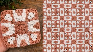 Super easy Crochet square pattern, step by step guide for beginners 
