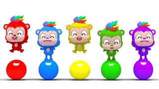 Download lagu Learn Colors with 5 Little Monkeys! | Finger Family song nursery rhymes | बच्चों के अंग्रेजी गाने mp3
