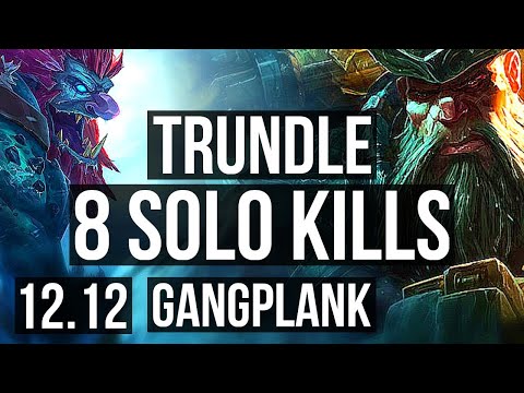 TRUNDLE vs GANGPLANK (TOP) | 8 solo kills, 800+ games, Dominating | KR Master | 12.12