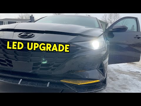 Elantra LED Headlight install EASY No Grill Removal! 2021+ Hyundai Elantra SEL