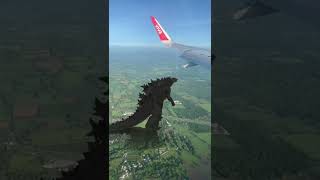 GODZILLA DESDE EL AVIÓN! 😱😱🔥 #godzilla #monsterverse #vfx #parodia