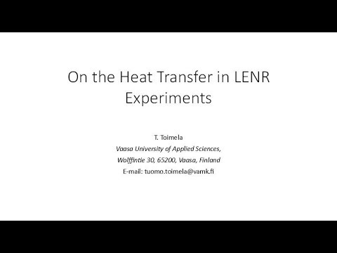 ASTI WORK12 - TOIMELA – On the Heat Transfer in LENR Experiments