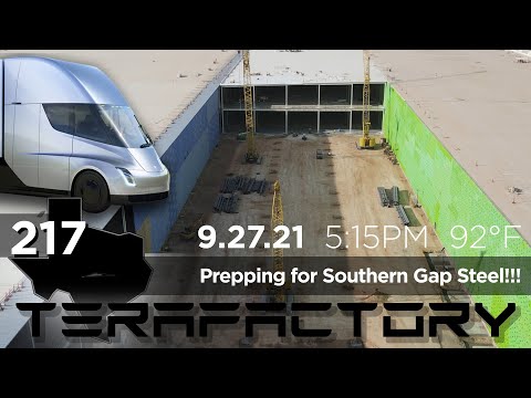 Tesla Terafactory Texas Update #217 in 4K: Prepping For Southern Gap Steel 09/27/21 (5:15pm | 92°F)