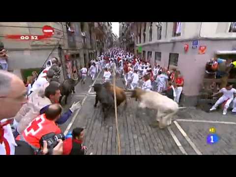 July 13 2011 encierro with El Pilar bulls in Pamplona
