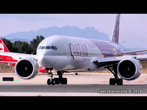 [FULL HD] Qatar Airways 77W [Fútbol Club Barcelona] at Barcelona-El Prat