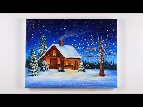 Christmas Painting | winter Painting | Acrylic Painting For Beginners