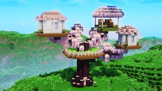 Minecraft Cherry Blossom Tree House Tutorial - How to Build a Treehouse in Minecraft