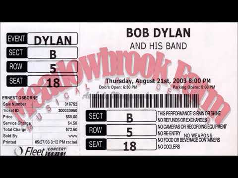 Bob Dylan 2003 US Summer Tour - Gilford, New Hampshire USA  21st August 2003