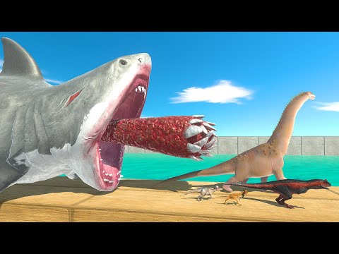 Dinosaurs Falling Mutant Megalodon Tank - Animal Revolt Battle Simulator