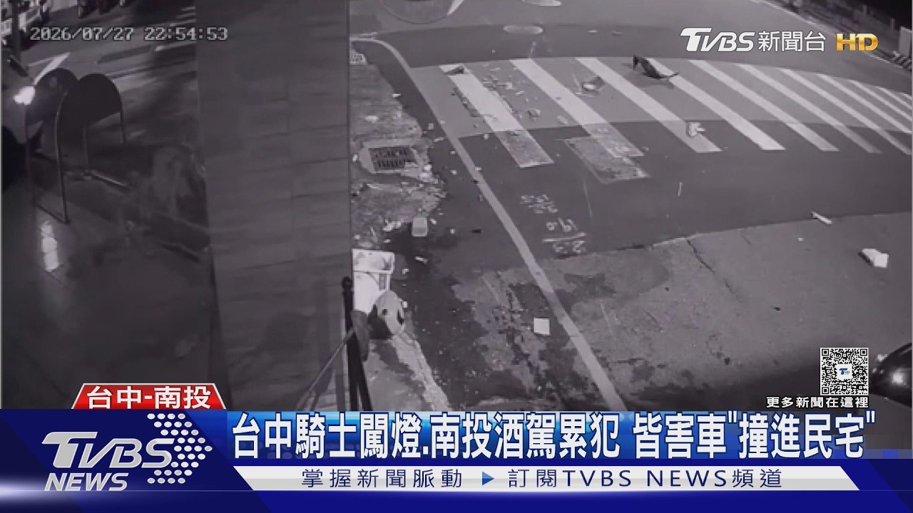 台中女騎士闖紅燈遭撞「翻滾2圈撞柱」 進口車衝騎樓4機車毀