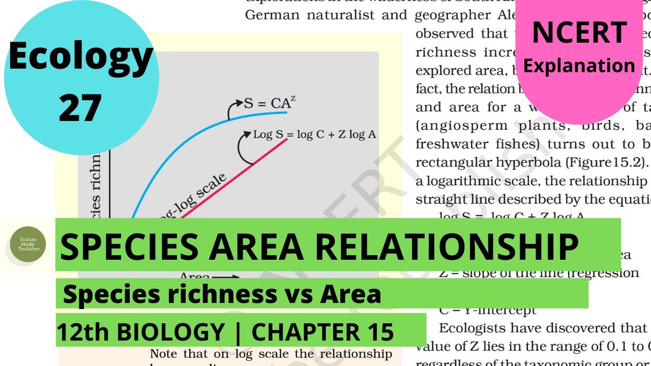 Ecology 27 : Biodiversity and Conservation|Species Area relationship| |12th Bio CH 15