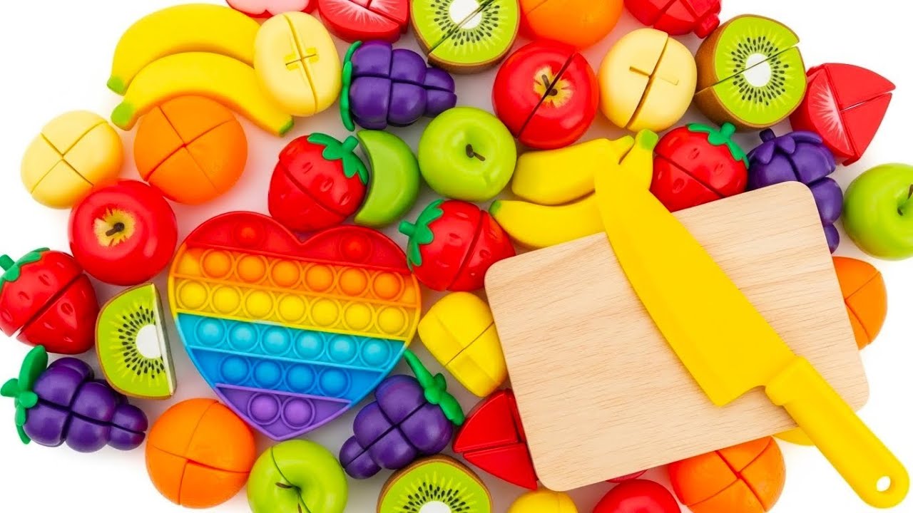 ASMR 野菜や果物をトントン切るよ♪木のおままごとセット しいたけ レモン コーン バナナ