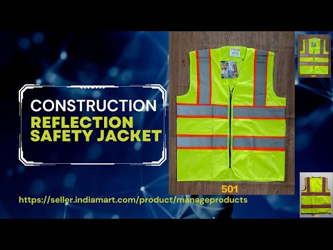 Yellow polyester safety reflective jacket
