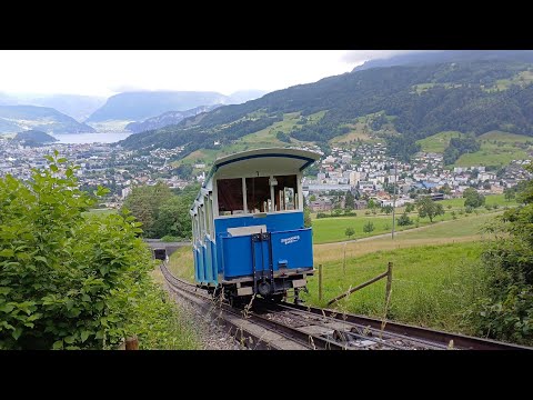 Sonnenbergbahn Funicular Driver's Eye View - One of Switzerland's Not So Well Known Funiculars.