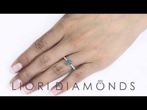 FD-SOLD-081 - 1.28 Carat Certified Fancy Blue Round Diamond Engagement Ring 18k White Gold