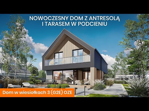 Dom w wiesiołkach 3 (G2E) OZE – Dom z antresolą i tarasem w podcieniu - ARCHON+ Projekty Domów