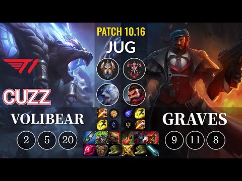 T1 Cuzz Volibear vs Graves Jungle - KR Patch 10.16