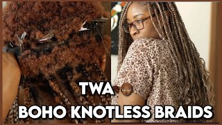 how to make knotless box braids on your short natural hair