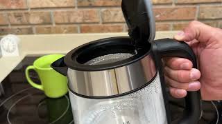 Review Amazon Basics Electric Glass and Steel Hot Tea Water Kettle