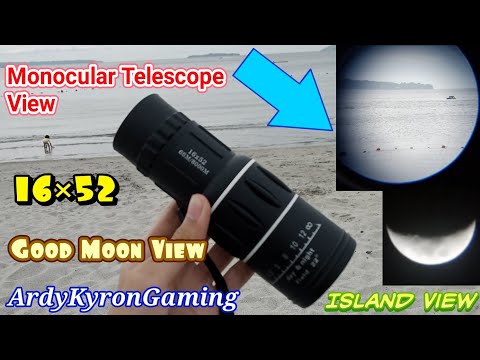 16×52 Monocular Telescope - How far can it see? | View of the Moon and the Beach