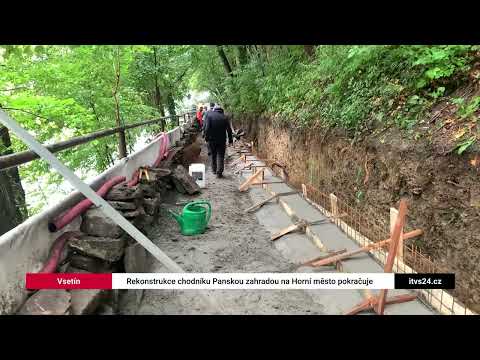 Vsetín: Rekonstrukce chodníku Panskou zahradou na Horní město pokračuje