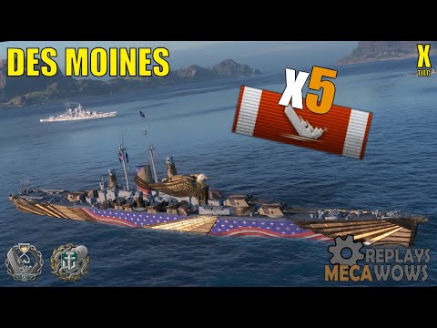 Des Moines 5 Kills & 200k Damage | World of Warships Gameplay