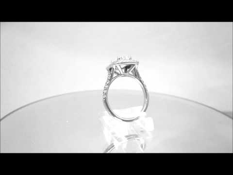 18K WHTIE GOLD CUSHION CUT DIAMOND EGAGEMENT RING AND BAND HALO 1.88CTW - KNR INC - 324