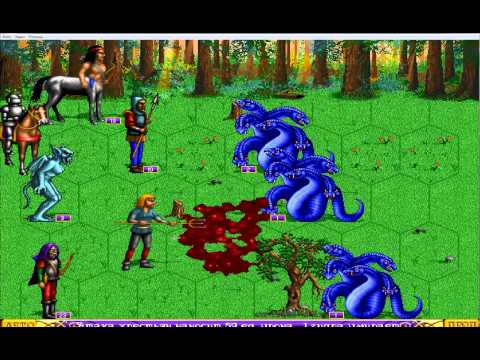 Heroes of might and magic 1 Battle vs neutrals (Hydras)