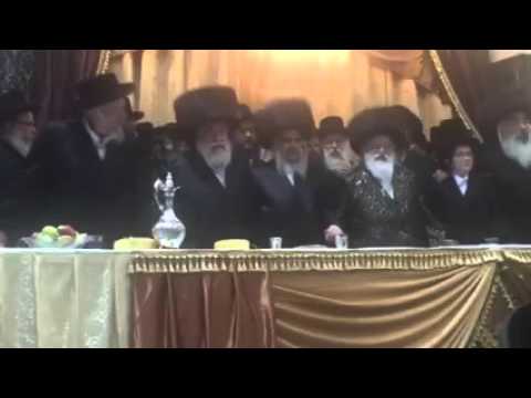 Viznitzer Rebbe's Kissing Each Other At Satmar Bar Mitzvah in E Israel - Adar I 5776