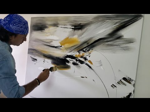 Large Abstract Painting Demo / Using Easy Technique In Acrylics / Relaxing
