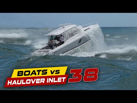 BOAT BATTLES DANGEROUS WAVES AT HAULOVER INLET!! | Boats vs Haulover Inlet