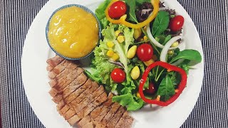 สลัดเนื้อย่าง น้ำสลัดสูตรอร่อย ทำง่าย ขายได้เลย