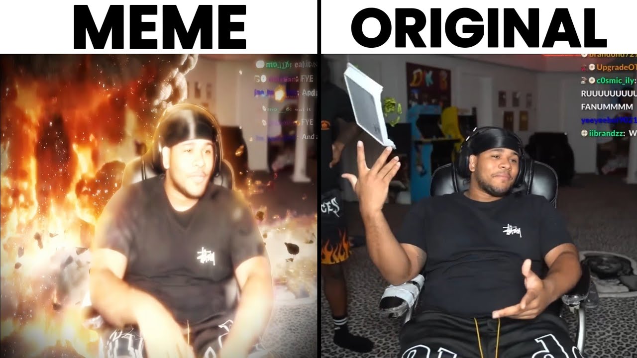 Fanum Throwing Broccoli Explosion Meme vs Original