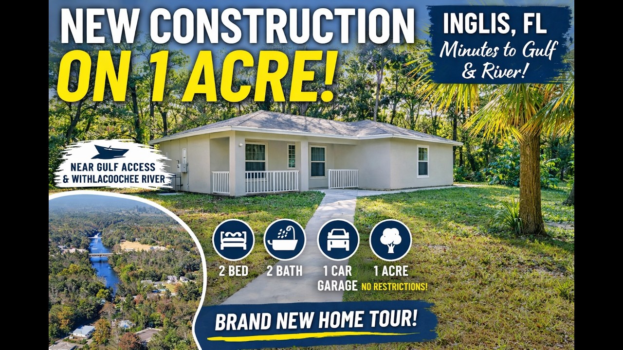 Cinematic tour: New Construction on 1 Acre in Inglis, FL 🌴 Minutes to Gulf & River | Home Tour MLS#850078