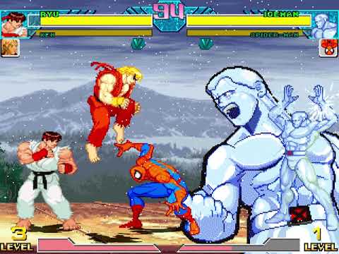 Ryu(SF) & Ken(SF) vs Iceman & Spiderman