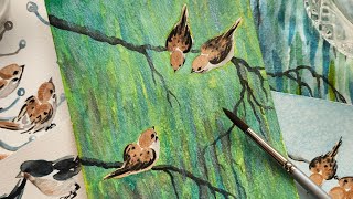 Easy watercolor birds for beginners! 😊 Step by step watercolor tutorial for watercolor beginners!