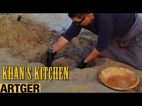 RARE MONGOLIAN FOOD! Cooking Lamb Under The Sand | Khan's Kitchen
