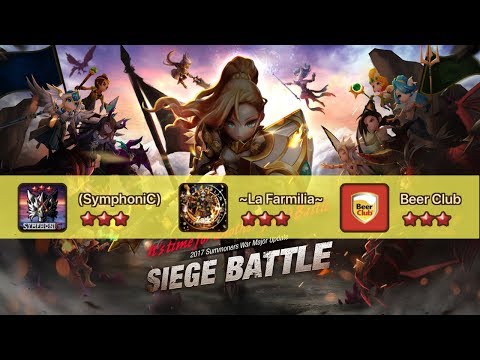 Top 9 Asia Siege Battle: Beer Club vs (SymphoniC) vs La Farmilia (Runes Showcase) - Summoners War
